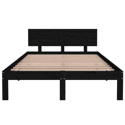 Sengeramme 120x200 cm massivt fyrretræ sort
