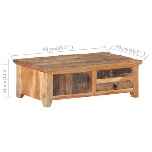 Sofabord 90x50x31 cm massivt genbrugstræ