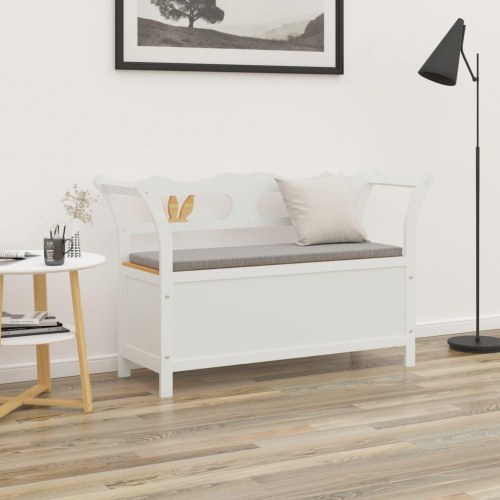 Opbevaringsbænk med ryglæn 107×45×75,5 cm - massivt fyrretræ, hvid
