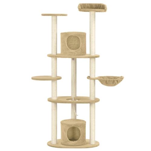 Kattetræ med sisalkradsestolper 160 cm beige