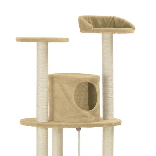 Kattetræ med sisalkradsestolper 160 cm beige