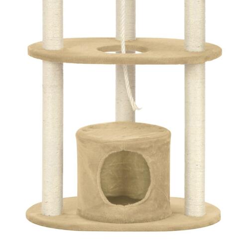 Kattetræ med sisalkradsestolper 160 cm beige