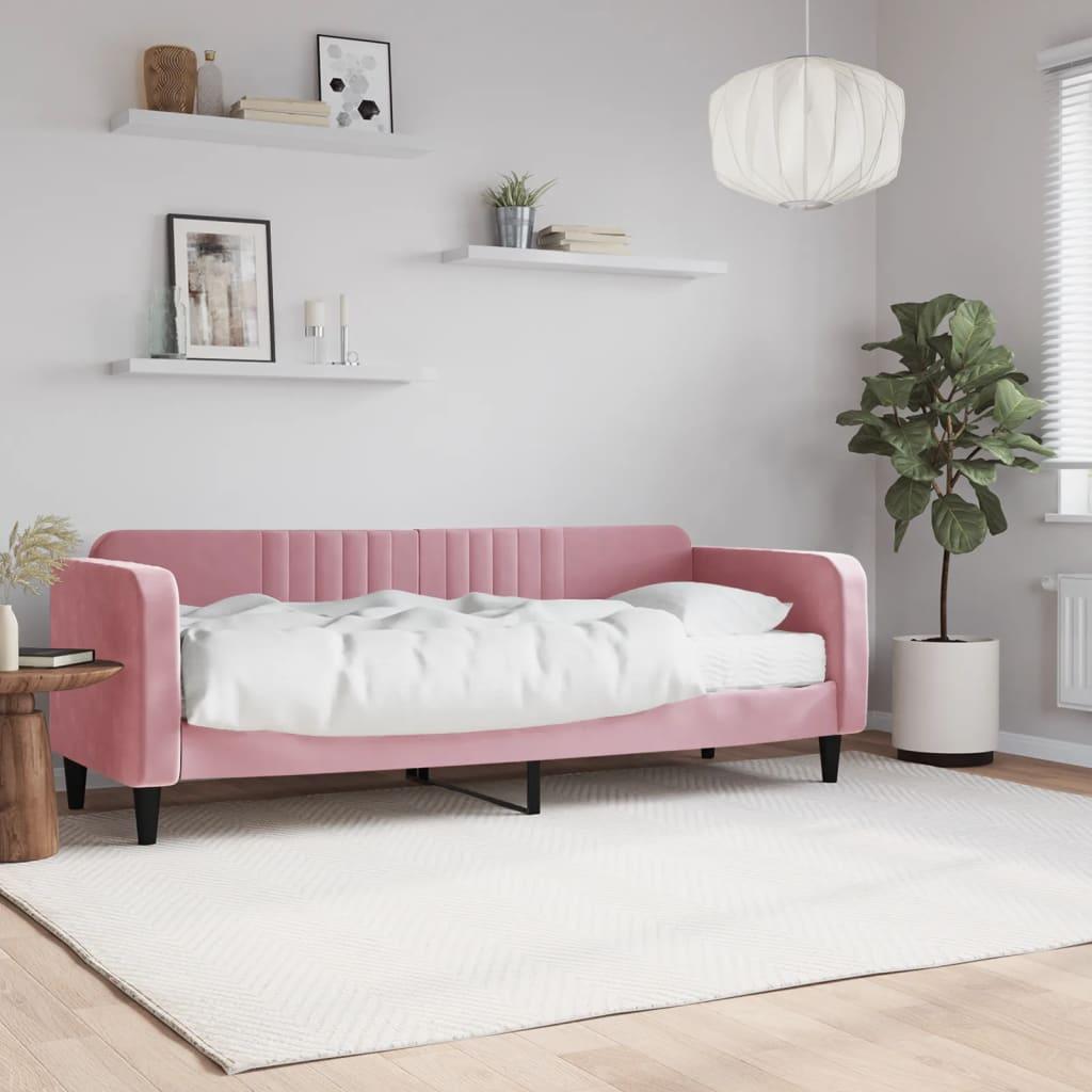 Daybed Velour Pink Lyserød - med madras / 80 x 200 cm