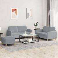 3 personers sofa med hynder stof lysegrå