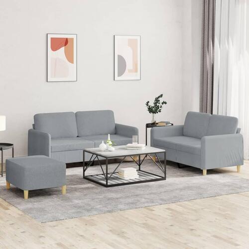 3 personers sofa med hynder stof lysegrå