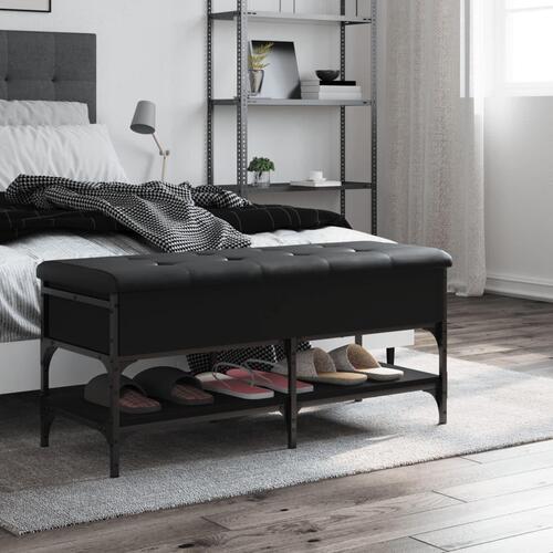 Skobænk 102x42x45 cm konstrueret træ sort