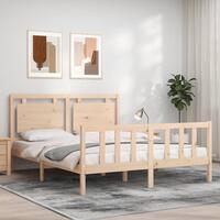 Sengeramme med sengegavl kingsize massivt træ
