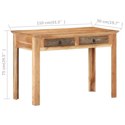 Skrivebord 110x50x75 cm massivt genbrugstræ