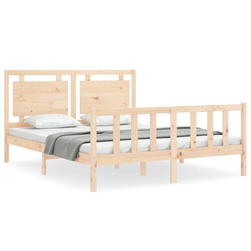Sengeramme med sengegavl kingsize massivt træ