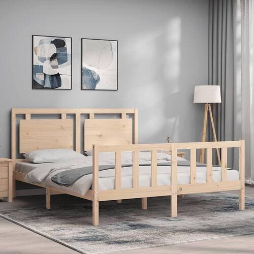Sengeramme med sengegavl kingsize massivt træ
