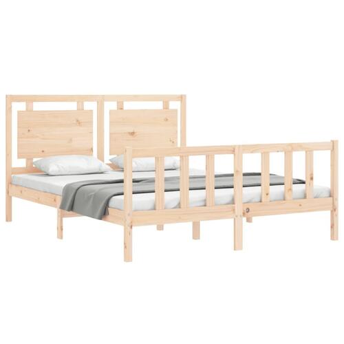 Sengeramme med sengegavl kingsize massivt træ