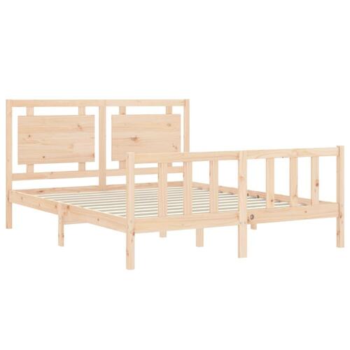 Sengeramme med sengegavl kingsize massivt træ