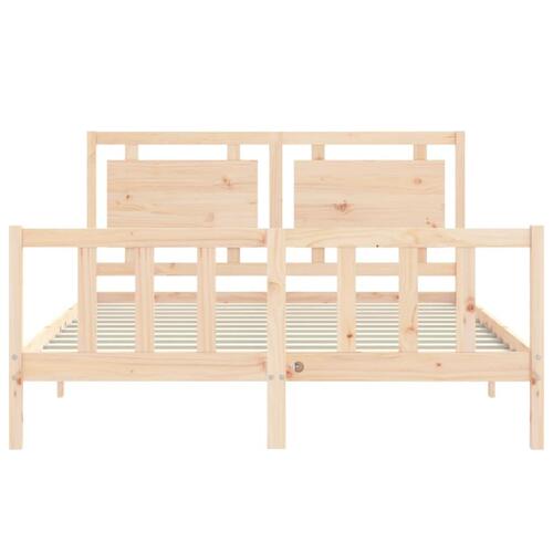 Sengeramme med sengegavl kingsize massivt træ