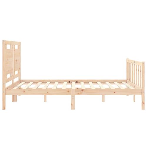 Sengeramme med sengegavl kingsize massivt træ