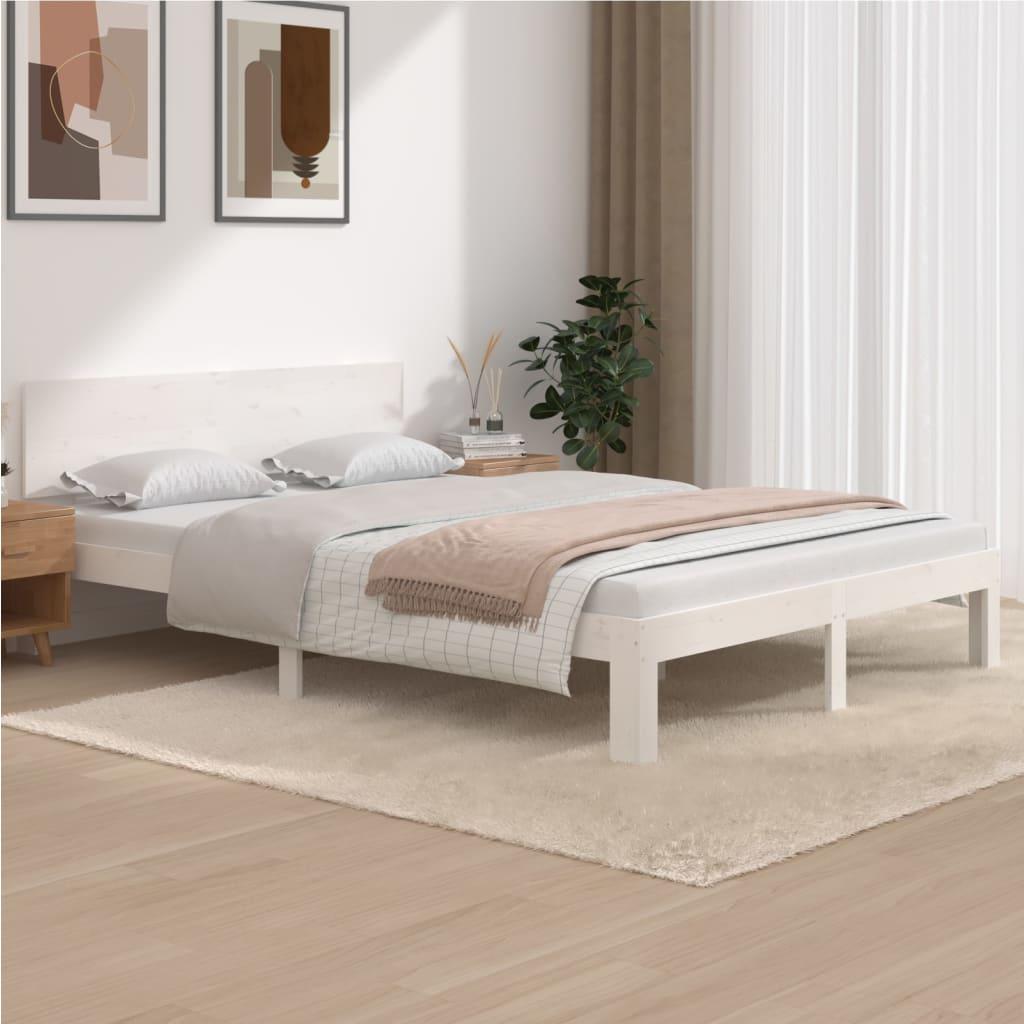 Sengeramme 140x200 cm massivt fyrretræ hvid