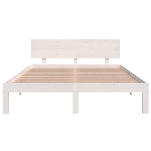 Sengeramme 140x200 cm massivt fyrretræ hvid