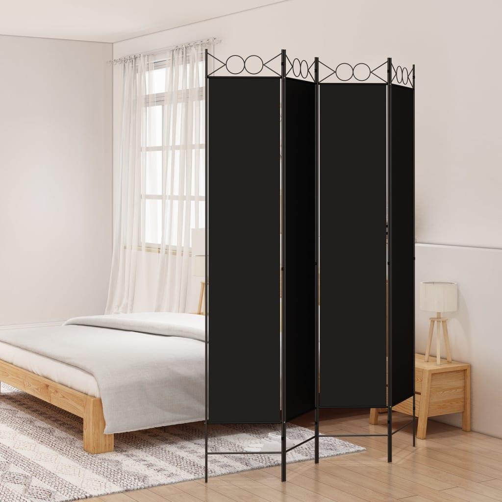 4-panels rumdeler 160x220 cm stof sort