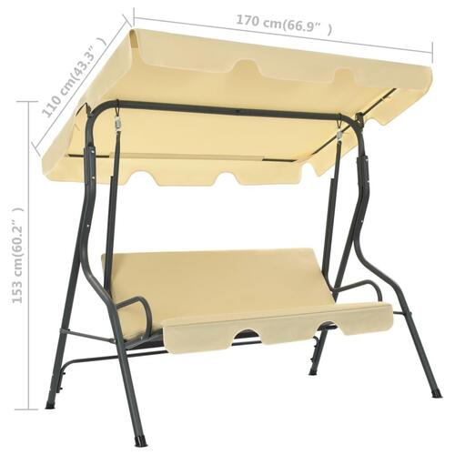 Gyngesofa til haven 170x110x153 cm cremefarvet