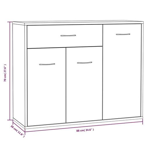 Skænk 88x30x70 cm konstrueret træ brun egetræsfarve