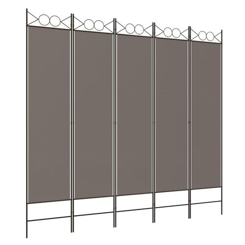 5-panels rumdeler 200x220 cm stof antracitgrå