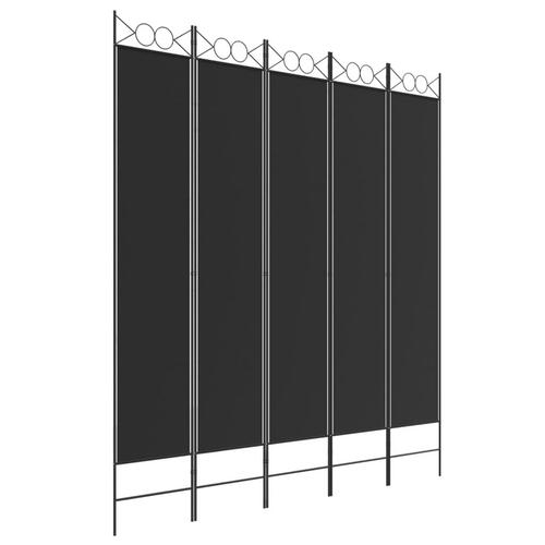 5-panels rumdeler 200x220 cm stof sort
