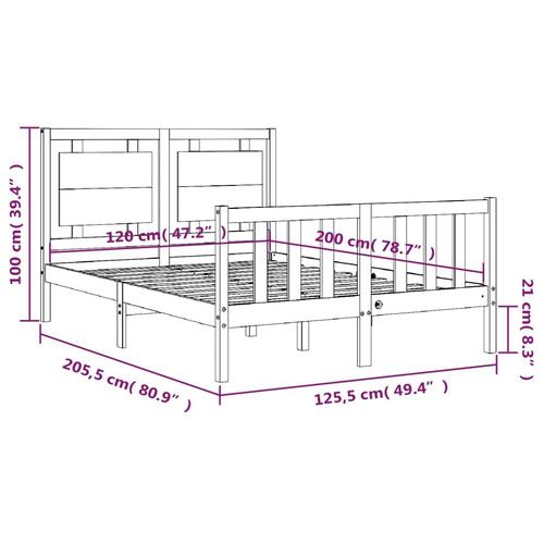 Sengeramme uden madras 120x200 cm massivt fyrretræ