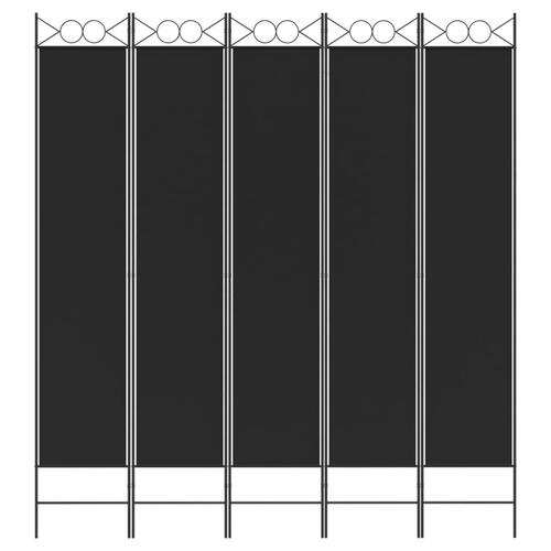 5-panels rumdeler 200x220 cm stof sort