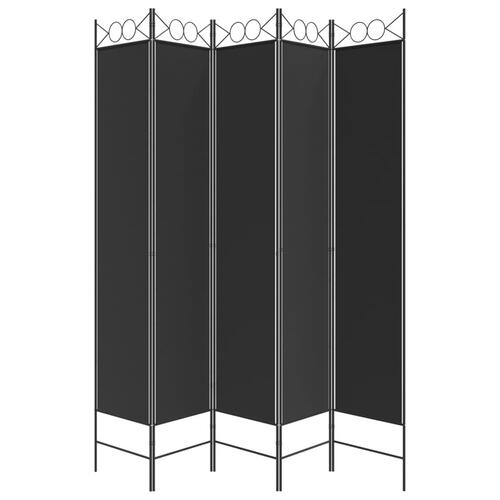 5-panels rumdeler 200x220 cm stof sort