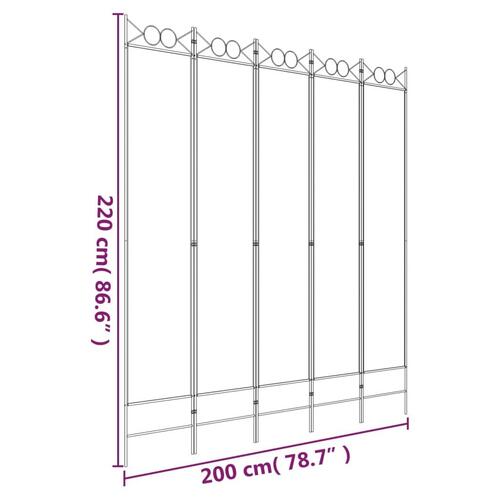 5-panels rumdeler 200x220 cm stof sort