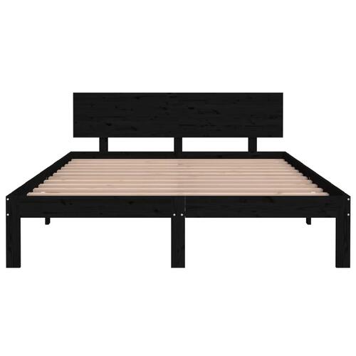 Sengeramme 140x200 cm massivt fyrretræ sort