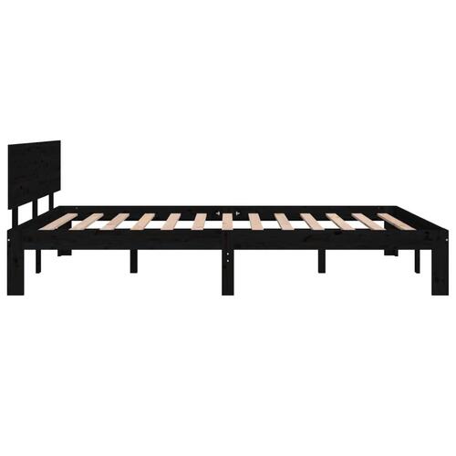 Sengeramme 140x200 cm massivt fyrretræ sort