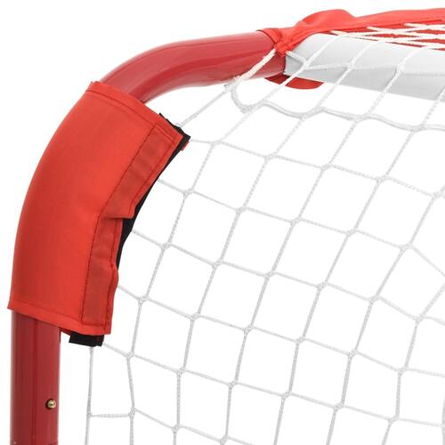 Hockeymål 137x66x112 cm polyester rød og hvid