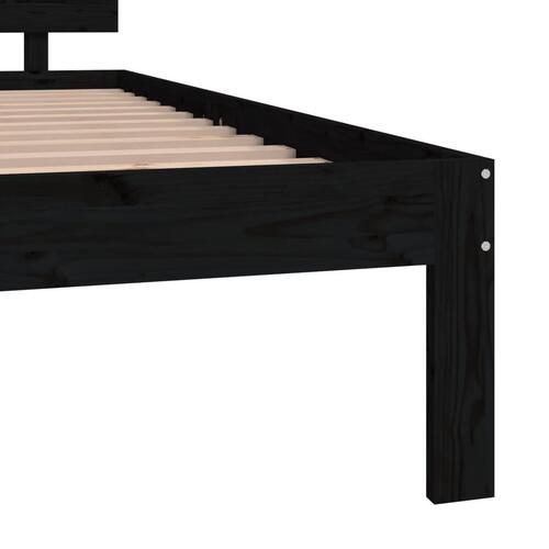 Sengeramme 140x200 cm massivt fyrretræ sort