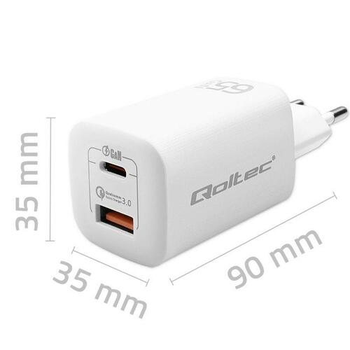 Vægoplader Qoltec 50765 Hvid 65 W