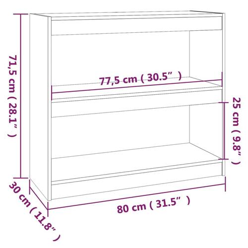 Bogreol/rumdeler 80x30x71,5 massivt fyrretræ