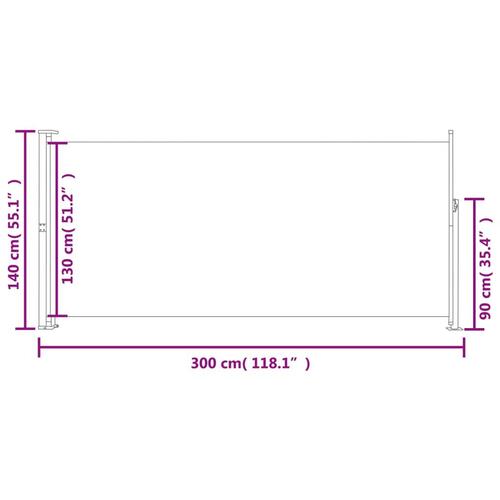 Sammenrullelig sidemarkise 140 x 300 cm cremefarvet