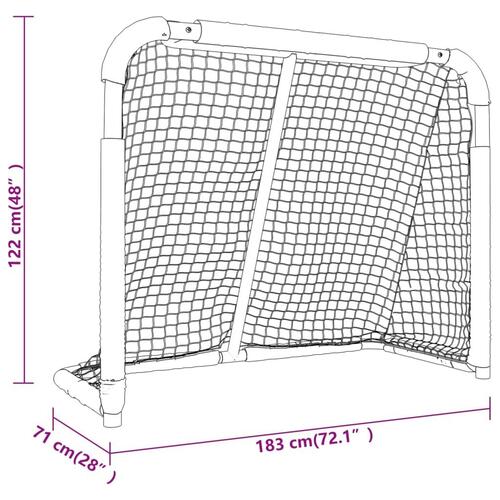 Hockeymål 183x71x122 cm polyester rød og hvid