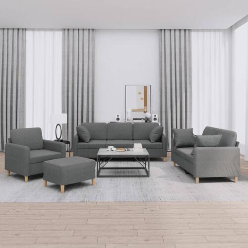 Sofasæt 4 dele med puder stof mørkegrå