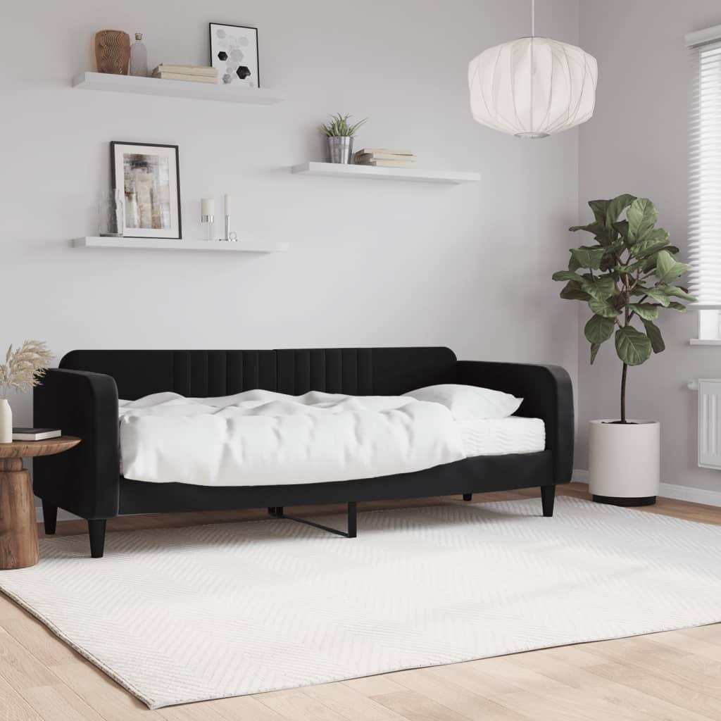 Daybed Velour Sort - med madras / 80 x 200 cm