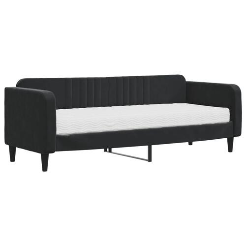 Daybed med madras 80x200 cm velour sort