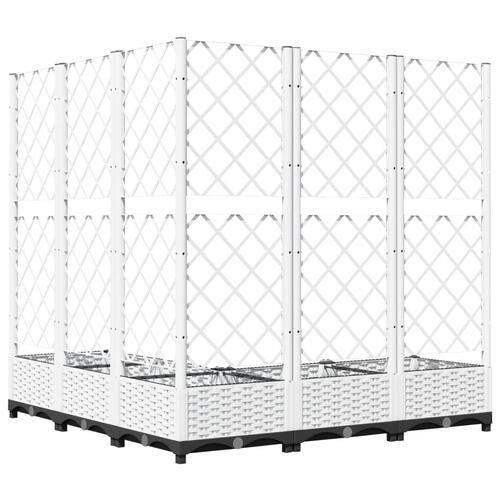 Plantekasse med espalier 120x120x121,5 cm PP hvid