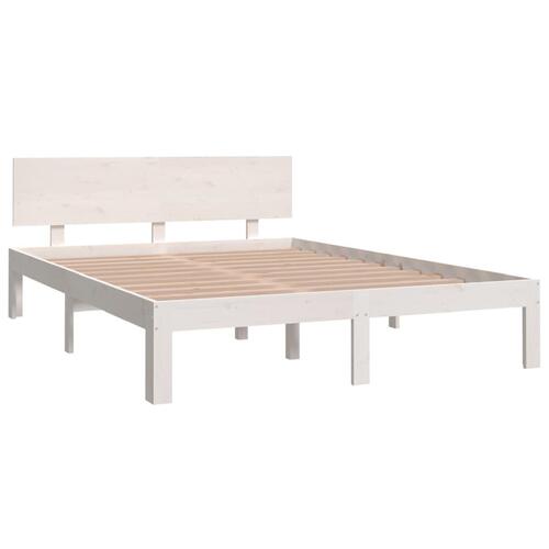 Sengeramme 150x200 cm King Size massivt fyrretræ hvid