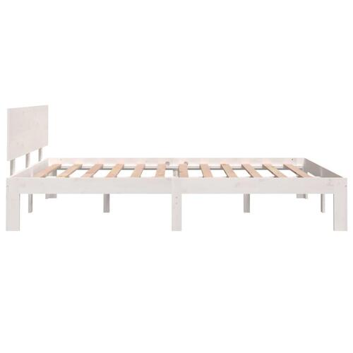 Sengeramme 150x200 cm King Size massivt fyrretræ hvid