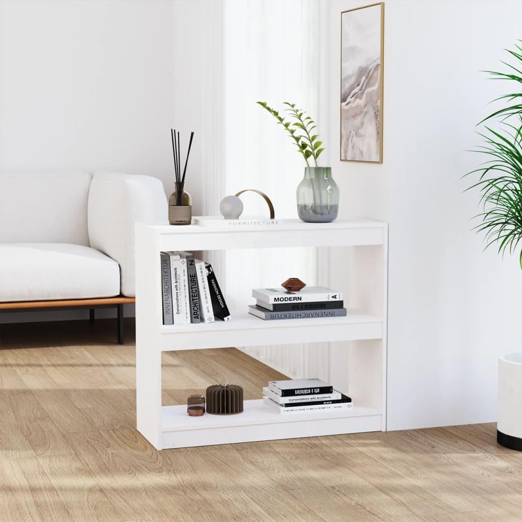 Bogreol/rumdeler 80x30x71,5 cm massivt fyrretræ hvid
