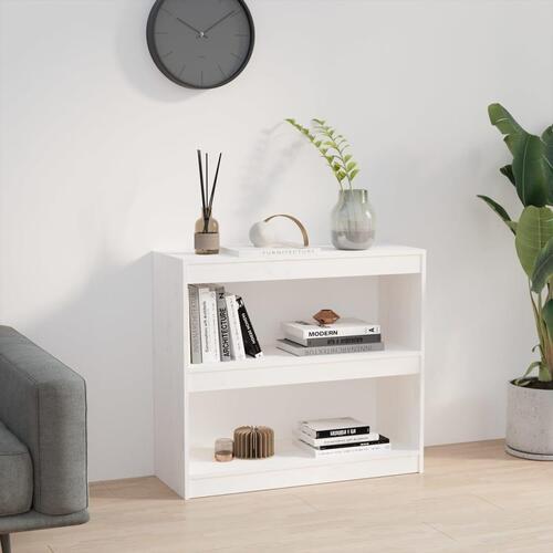 Bogreol/rumdeler 80x30x71,5 cm massivt fyrretræ hvid