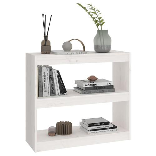 Bogreol/rumdeler 80x30x71,5 cm massivt fyrretræ hvid