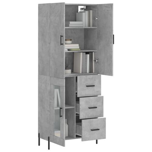Højskab 69,5x34x180 cm konstrueret træ betongrå