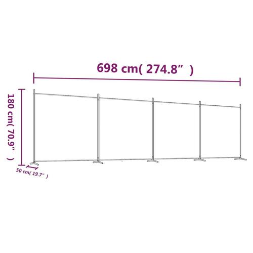 4-panels rumdeler 698x180 cm stof sort