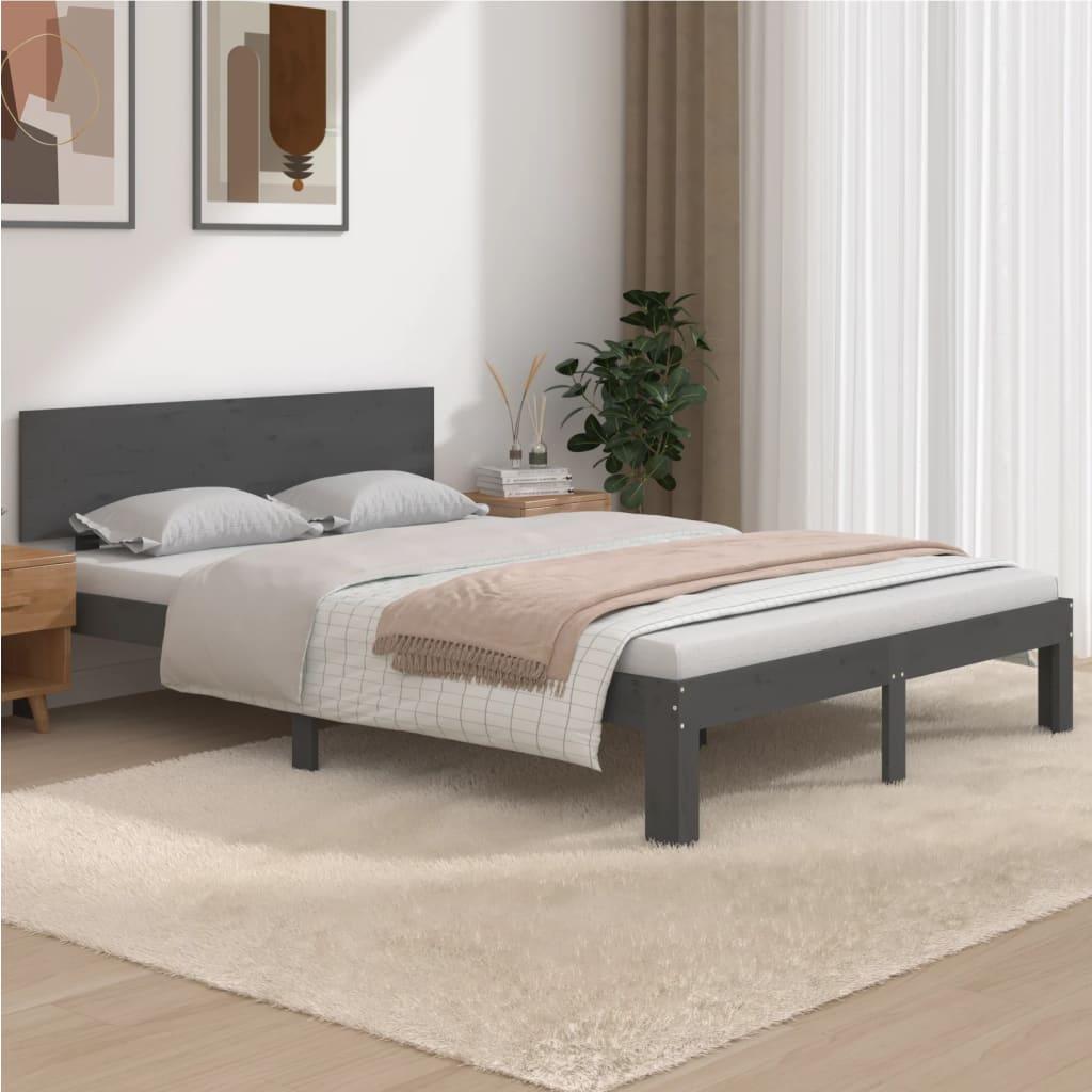 Sengeramme 150x200 cm King Size massivt fyrretræ grå
