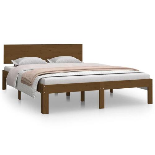 Sengeramme 150x200 cm King Size massivt træ gyldenbrun